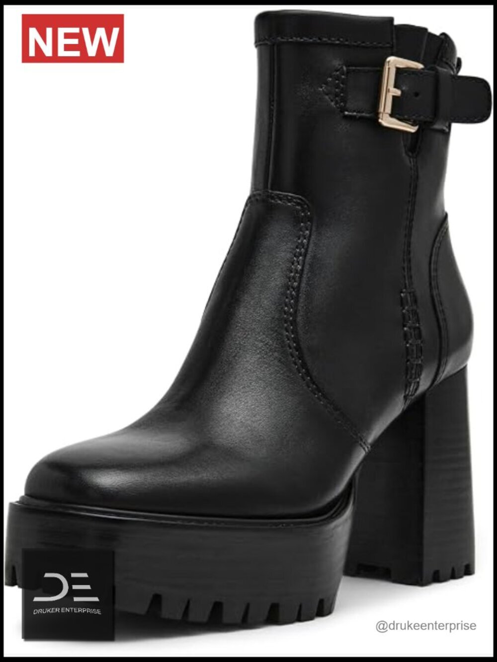 Women's Ankle Bootie with Block Heel and Lug Sole